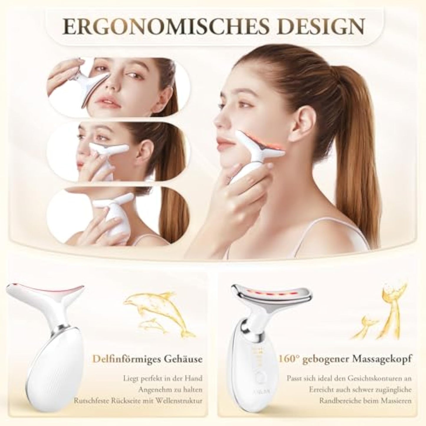 Face Massager Against Wrinkles, Face Beauty Device with 3 Modes